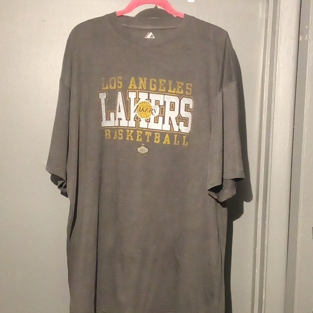 Men's Gray Majestic Sports Brand NBA LA LAKERS Western Conference T-SHIRT 3XL